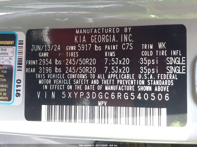 5XYP3DGC6RG540506 KIA Telluride Ex X-line
