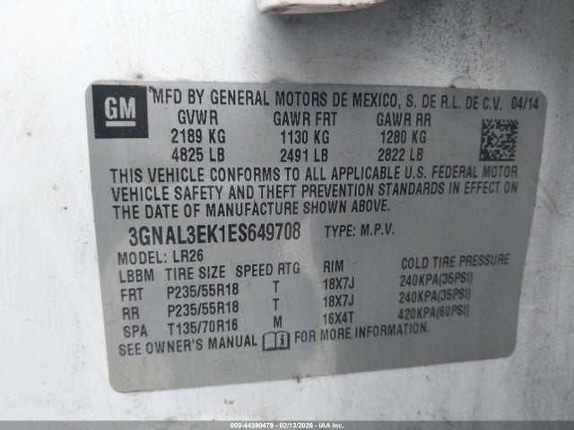 3GNAL3EK1ES649708 Chevrolet Captiva Sport Lt