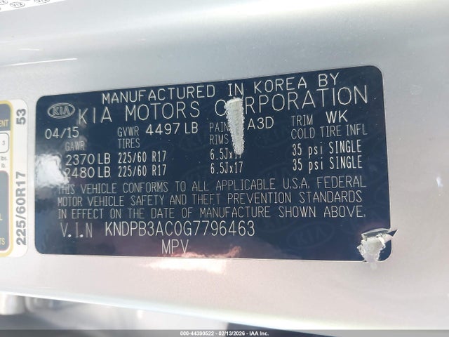 KIA Sportage Lx 2016 KNDPB3AC0G7796463 Image 9