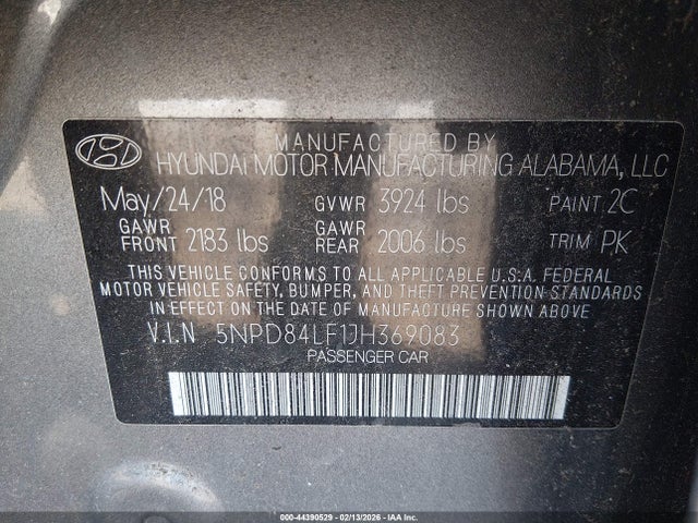 5NPD84LF1JH369083 Hyundai Elantra Value Edition