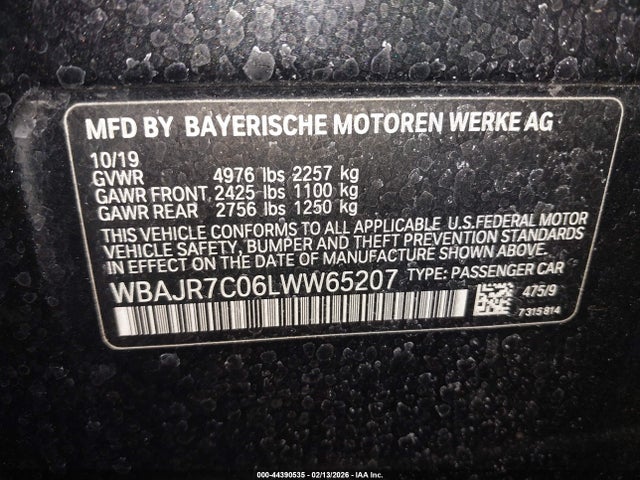 2020 BMW 530I WBAJR7C06LWW65207 Photo 8