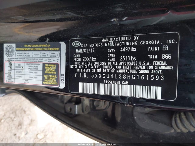 5XXGU4L38HG161593 KIA OPTIMA EX