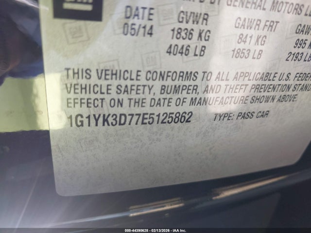 1G1YK3D77E5125862 Chevrolet Corvette Stingray Z51
