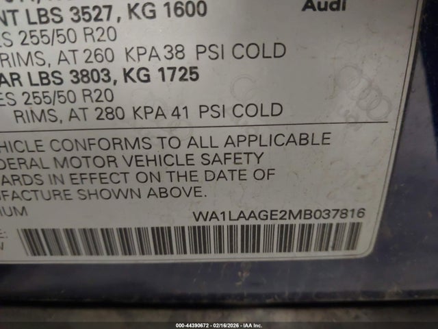 WA1LAAGE2MB037816 Audi E-tron Premium Plus Quattro