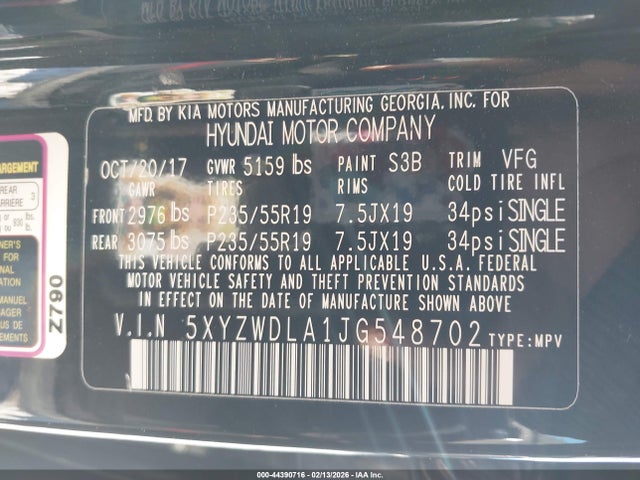 5XYZWDLA1JG548702 Hyundai Santa Fe Sport 2.0t Ultimate