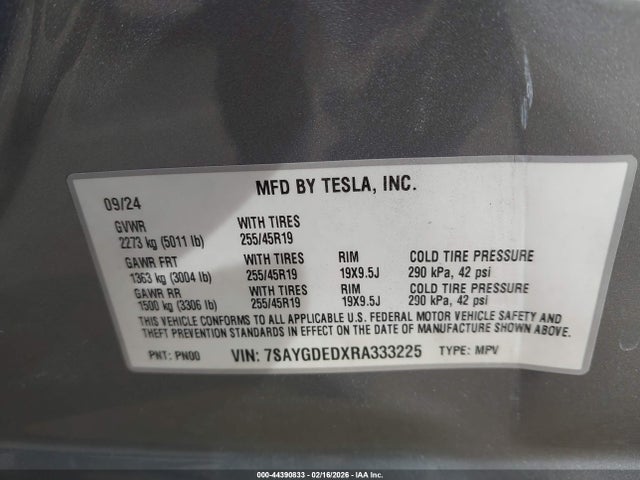 2024 TESLA MODEL Y 7SAYGDEDXRA333225 Photo 8