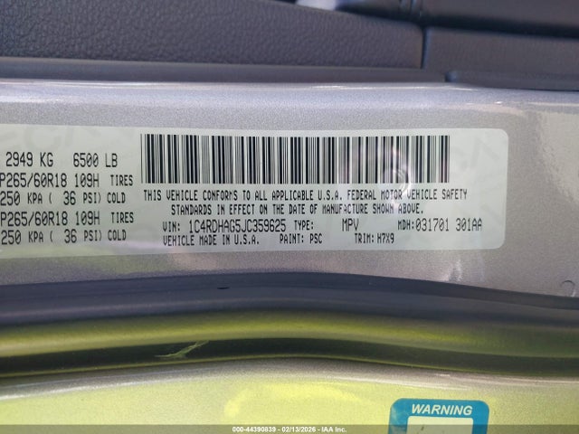 2018 DODGE DURANGO 1C4RDHAG5JC359625 Photo 8