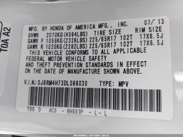 2013 HONDA CR-V 5J6RM4H73DL088030 Photo 8