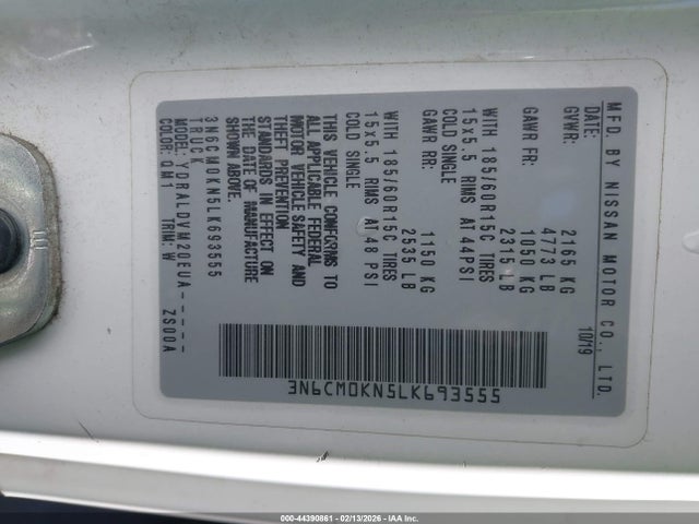 3N6CM0KN5LK693555 Nissan Nv200 Cargo S Xtronic Cvt