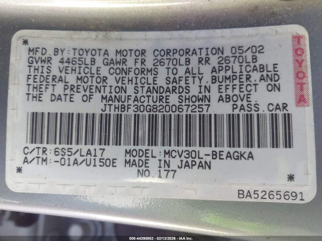 2002 LEXUS ES 300 JTHBF30G820067257 Photo 8