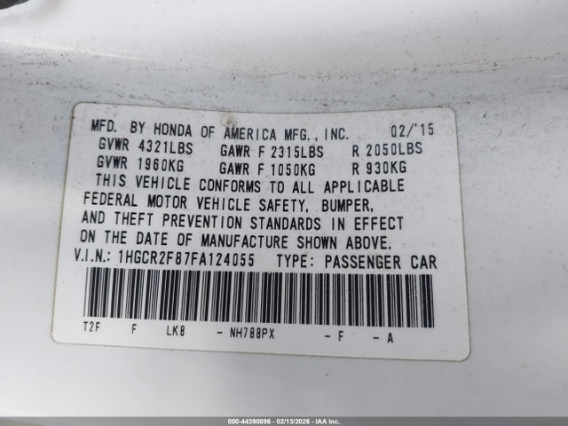 Honda Accord Ex-l 2015 1HGCR2F87FA124055 Image 9