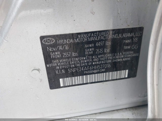 5NPE24AF6HH527016 Hyundai Sonata