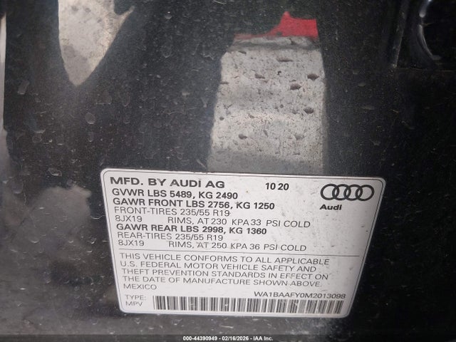 2021 AUDI Q5 WA1BAAFY0M2013098 Photo 8