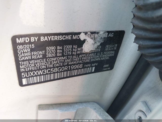 44391043 :رقم المزاد ، 5UXXW3C58G0R19968 vin ، 2016 Bmw X4 Xdrive28i مزاد بيع