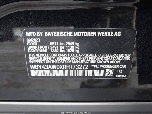 Продажа на аукционе авто 2024 Bmw I4 Gran Coupe Edrive35, vin: WBY43AW0XRFR73272, номер лота: 44391082