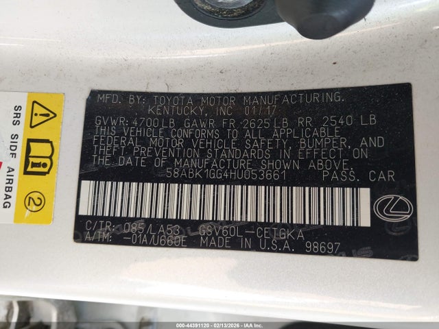 58ABK1GG4HU053661 Lexus ES 350