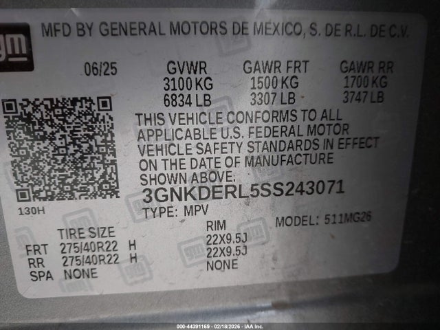 3GNKDERL5SS243071 Chevrolet Blazer Ev Ss Awd
