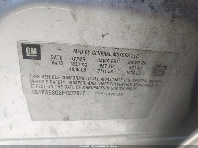 1G1PA5SG2F7277017 Chevrolet Cruze Ls Auto