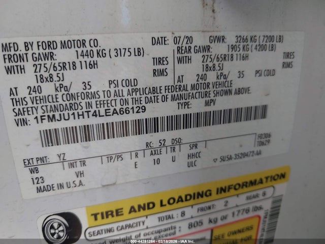 1FMJU1HT4LEA66129 Ford Expedition Xlt