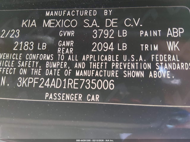 3KPF24AD1RE735006 KIA Forte Lxs