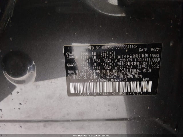 4S4WMALD4M3446803 Subaru Ascent Limited