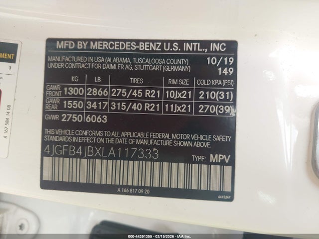 2020 Mercedes-benz Gle 350 მანქანა იყიდება აუქციონზე, vin: 4JGFB4JBXLA117333, აუქციონის ნომერი: 44391355