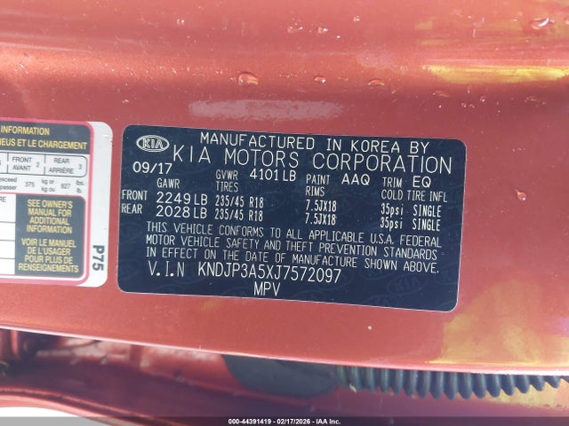 KIA SOUL + 2018 KNDJP3A5XJ7572097 Image 9