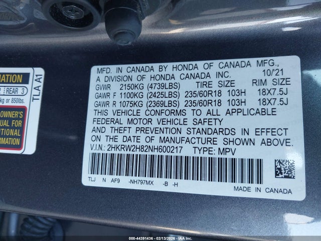 2022 HONDA CR-V 2HKRW2H82NH600217 Photo 8