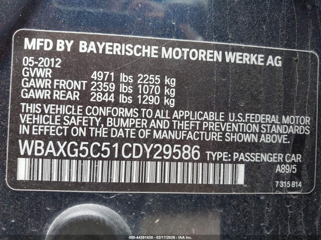 2012 BMW 528I WBAXG5C51CDY29586 Photo 8