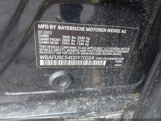 Aukcja sprzedaży 2013 Bmw 550i Xdrive, vin: WBAFU9C54DDY70324, numer aukcji: 44391442