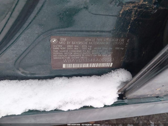 44391456 :رقم المزاد ، WBAVD53548A009561 vin ، 2008 Bmw 335xi مزاد بيع