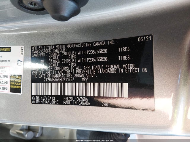 44391479 :رقم المزاد ، 2T2HZMAA4MC211667 vin ، 2021 Lexus Rx 350 مزاد بيع