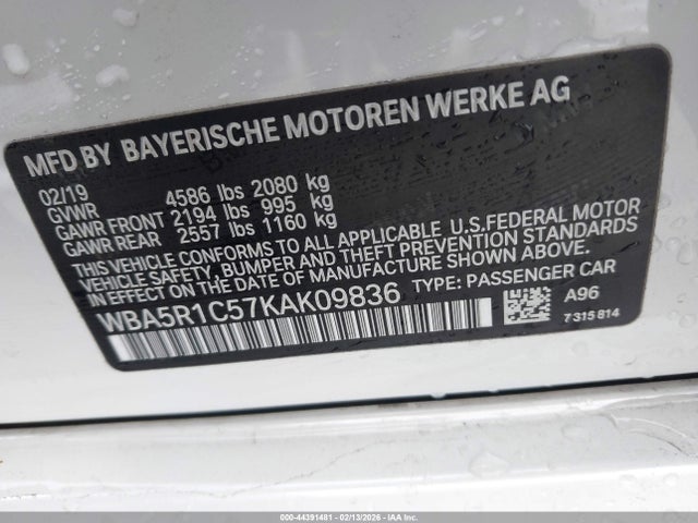 WBA5R1C57KAK09836 BMW 330I