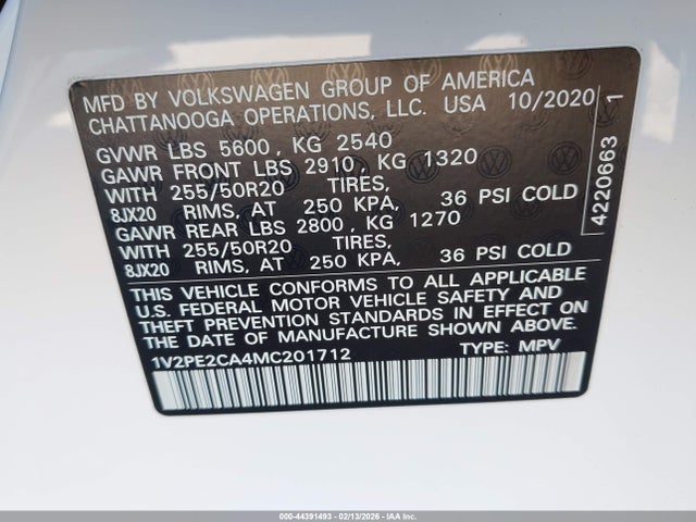 Aukcja sprzedaży 2021 Volkswagen Atlas Cross Sport 3.6l V6 Se W/technology R-line, vin: 1V2PE2CA4MC201712, numer aukcji: 44391493