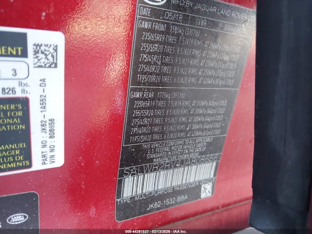 2018 LAND ROVER RANGE ROVER SPORT SALWR2RV4JA808656 Photo 8
