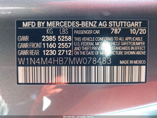 Продаж на аукціоні авто 2021 Mercedes-benz Glb 250 4matic, vin: W1N4M4HB7MW078483, номер лоту: 44391588