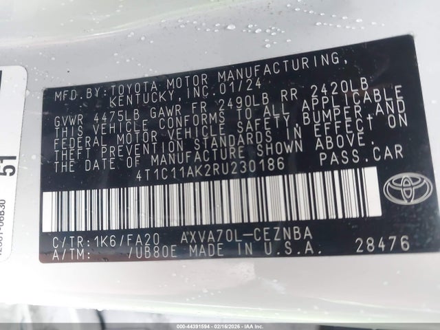 2024 TOYOTA CAMRY 4T1C11AK2RU230186 Photo 8