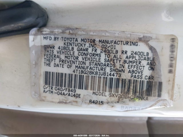 2001 TOYOTA CAMRY 4T1BG28K81U814473 Photo 8