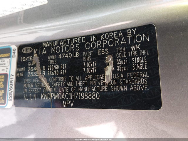 KNDPMCAC1H7198880 KIA Sportage Lx
