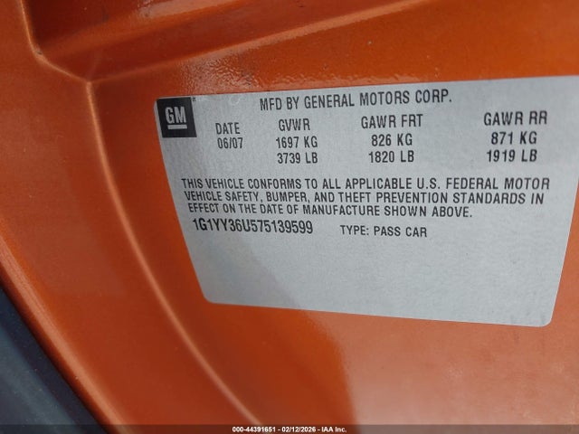 2007 CHEVROLET CORVETTE 1G1YY36U575139599 Photo 8