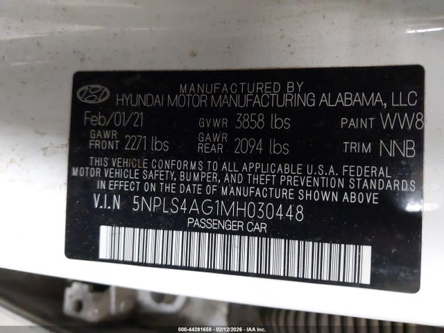 5NPLS4AG1MH030448 Hyundai ELANTRA SEL