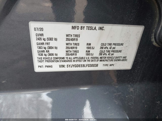 2020 TESLA MODEL Y 5YJYGDEE8LF030038 Photo 8