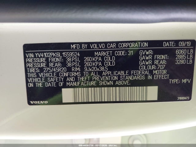 2020 VOLVO XC90 YV4102PK6L1559524 Photo 8