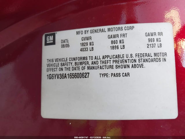 2006 CADILLAC XLR 1G6YV36A165600627 Photo 8