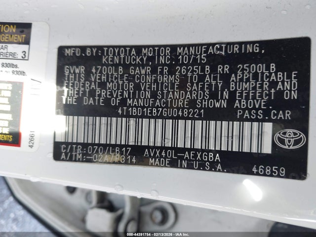Aukcja sprzedaży 2016 Toyota Avalon Hybrid Xle/xle Premium, vin: 4T1BD1EB7GU048221, numer aukcji: 44391754