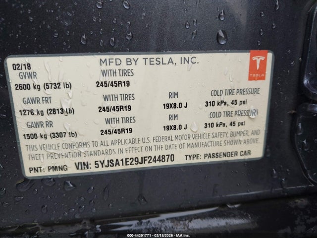 2018 TESLA MODEL S 5YJSA1E29JF244870 Photo 8