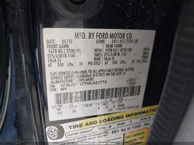 1FMJK1HT7HEA51573 Ford Expedition El Xlt