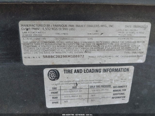 Maxxd Trailers H6x 20 Ft 2024 5R8BC2029RM108872 Image 9