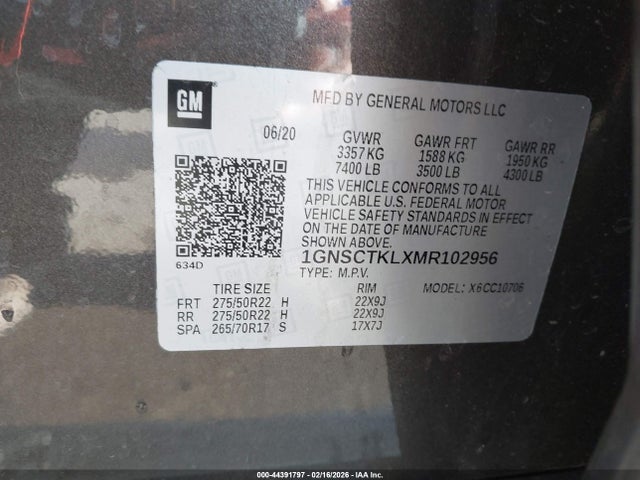 2021 CHEVROLET TAHOE 1GNSCTKLXMR102956 Photo 8