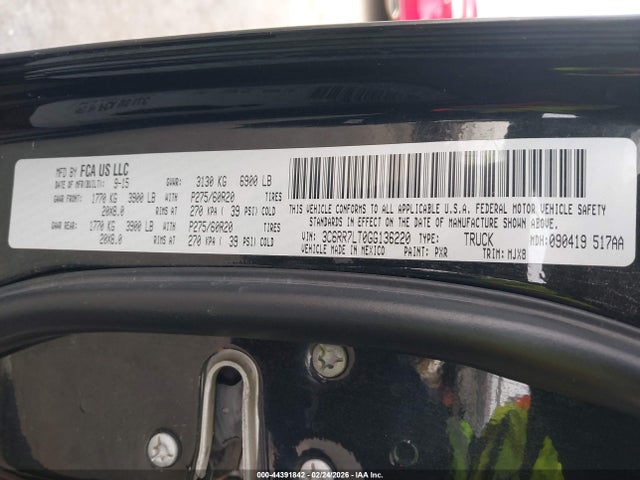 44391842 :رقم المزاد ، 3C6RR7LT0GG136220 vin ، 2016 Ram 1500 Big Horn مزاد بيع